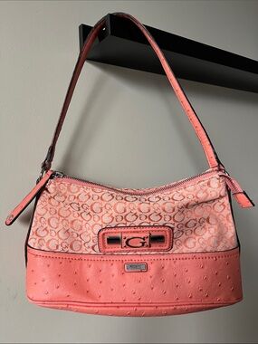 GUESS Y2K Coral Pink Signature Shoulder Bag
